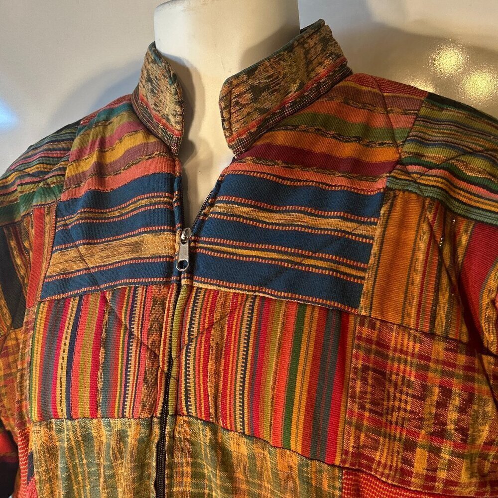 Patchwork Vintage 80's Bomber Jacket Warm Unique … - image 2